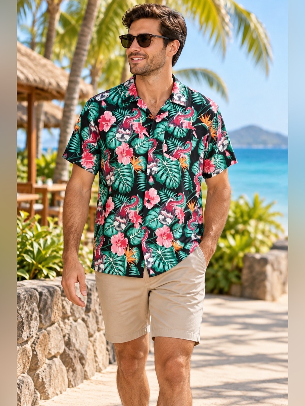 Marvel Venom Hawaiian Shirt Mens 3XL Tropical Aloha Floral Rayon Button Up Black